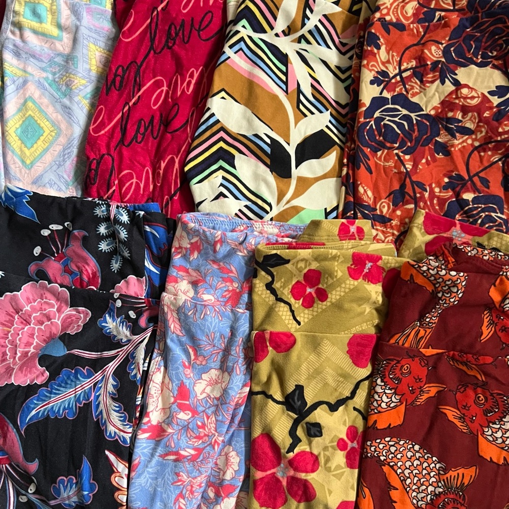 Vintage LuLaRoe Women's Colorful Patterned OS Leggings. Bulk Buy. Set of 8.